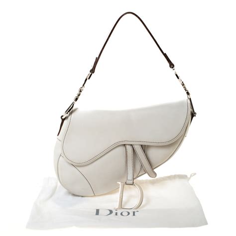 dior saddle bag white monogram|authentic Dior saddle bag.